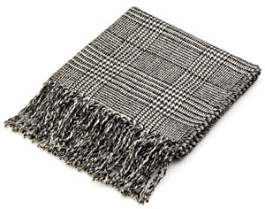 Sciarpa donna pied à poule in acrilico e lurex con frange