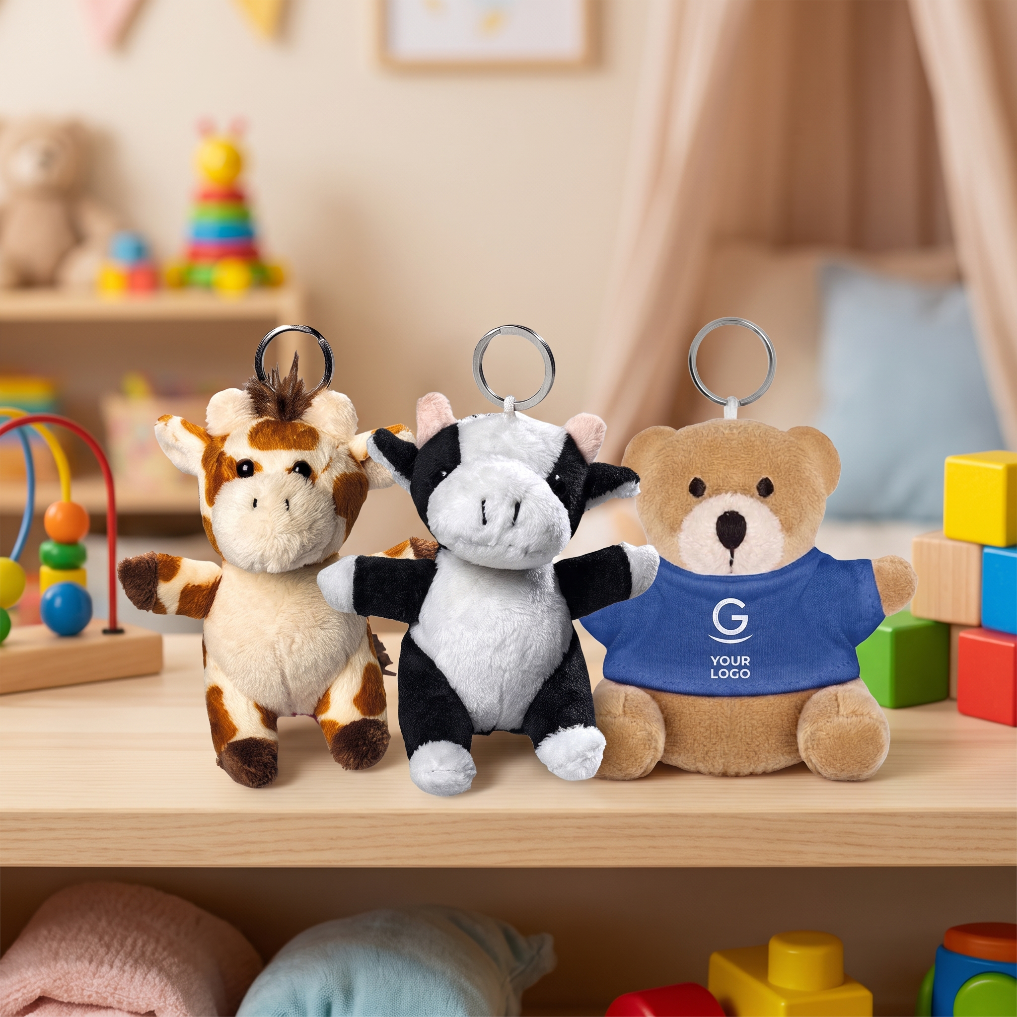 Portachiavi con peluche con logo aziendale