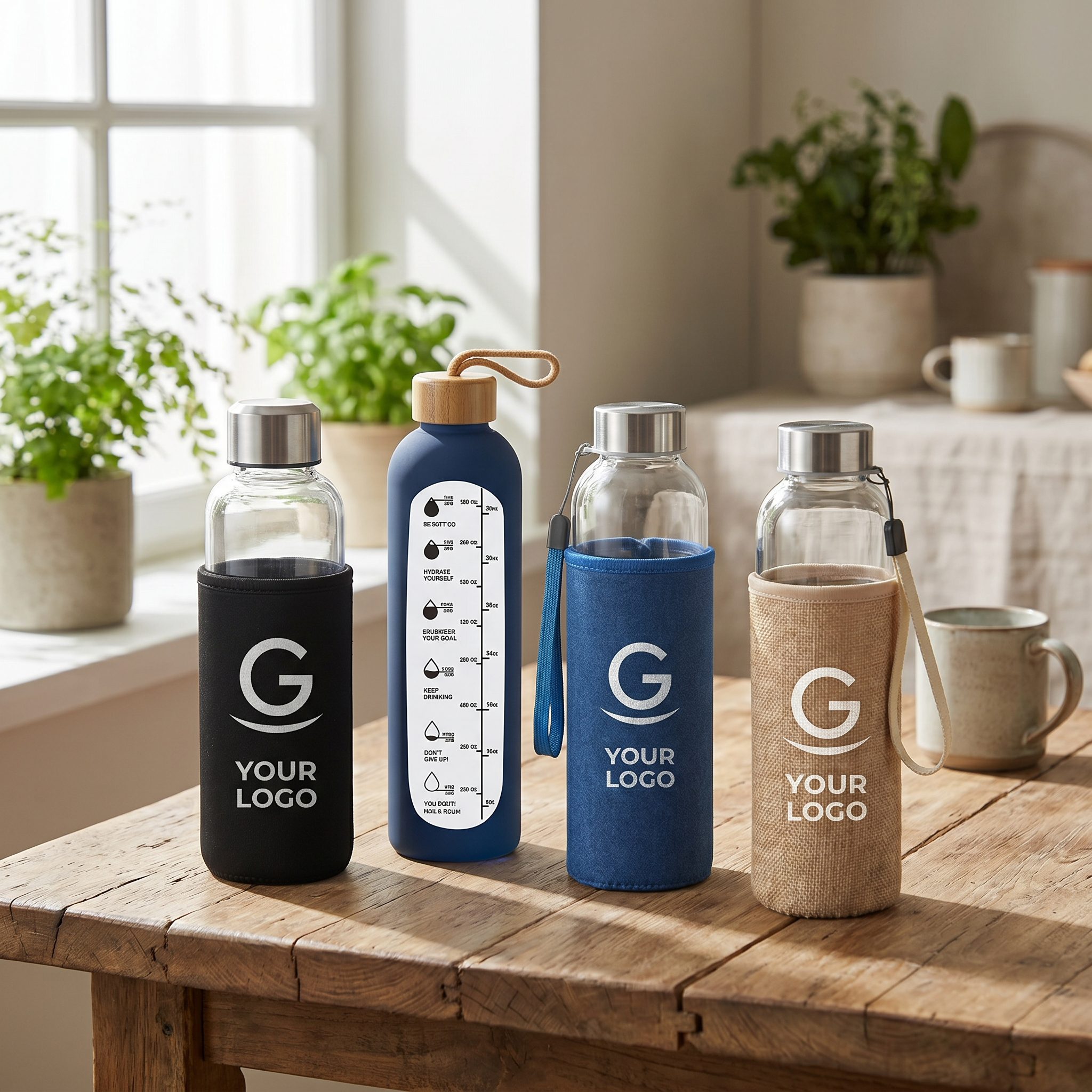 Borracce in vetro personalizzate con logo aziendale