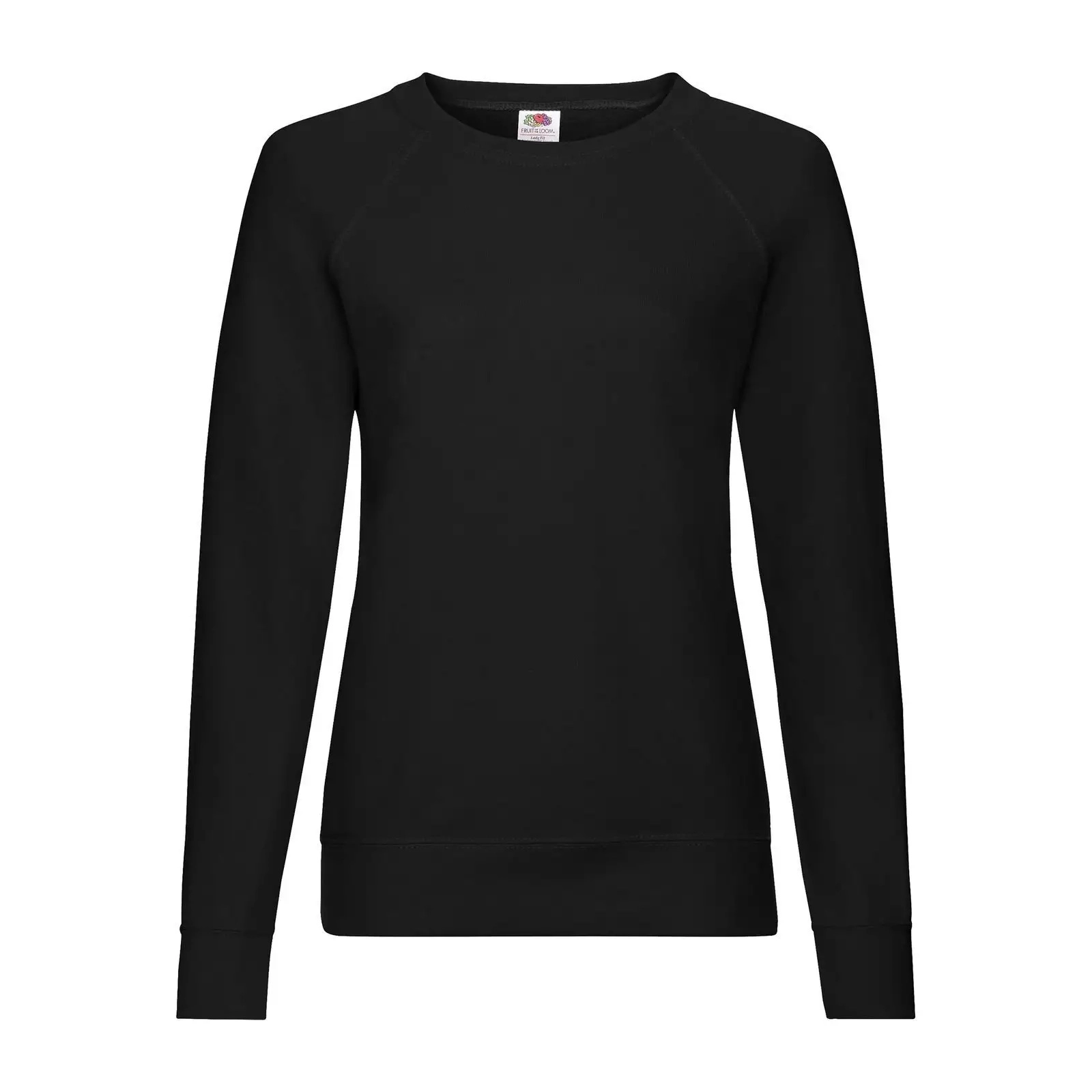 Felpa personalizzabile nera da donna con maniche raglan Fruit of the Loom in cotone Belcoro e poliestere