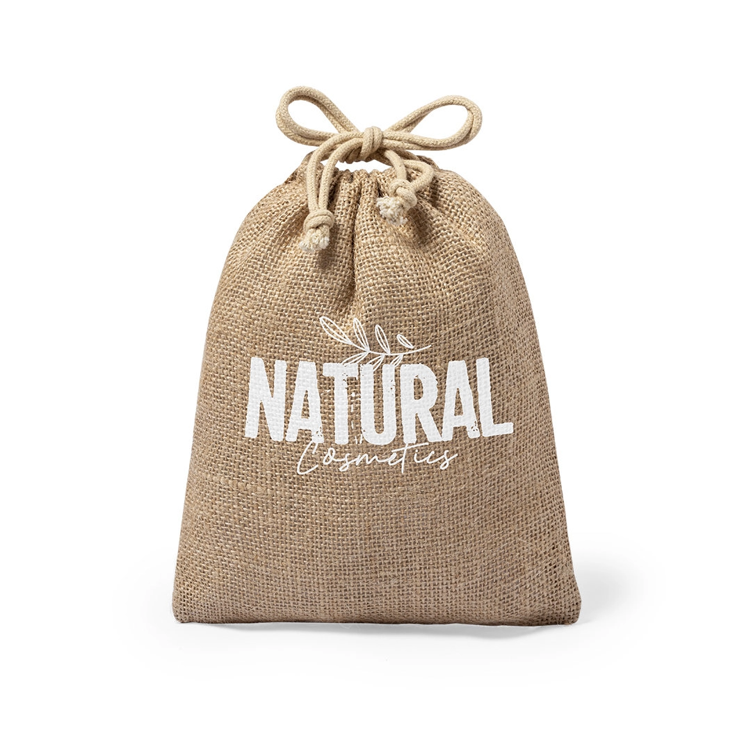 Sacchetto in juta naturale personalizzato con scritta Organic: perfetto come wedding bag sostenibile