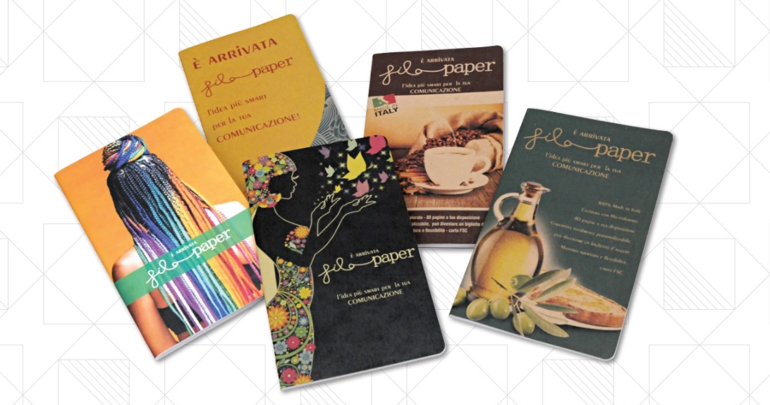 Blocco note Filopaper personalizzati con grafiche colorate e stampa Made in Italy