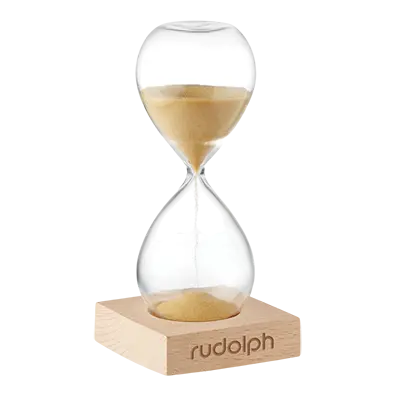 clessidra 5 minuti in legno personalizzabile con incisione logo