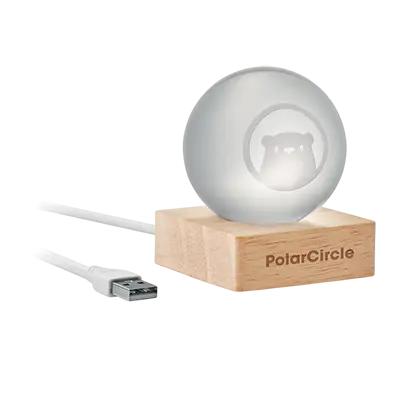 palla di vetro con luce led gadget da scrivania personalizzabile