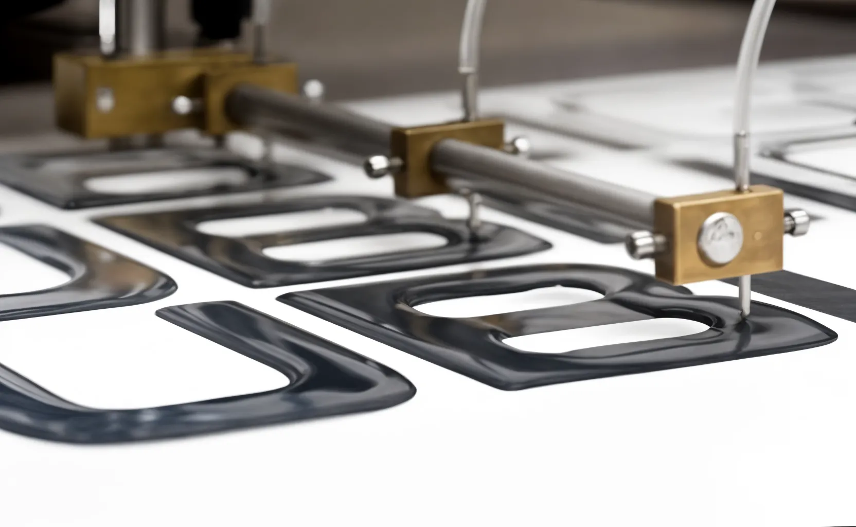 Applicazione automatizzata della resina su etichette adesive ad alto rilievo