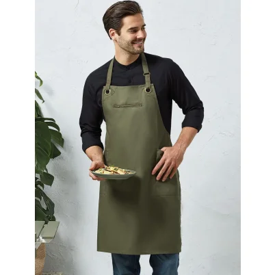 'Barley' Contrast Stitch Sustainable Bib Apron