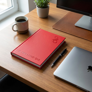 Agenda giornaliera 2026 personalizzata - Agenda giornaliera a quadretti 17x24 cm copertina rigida FSC made in Italy