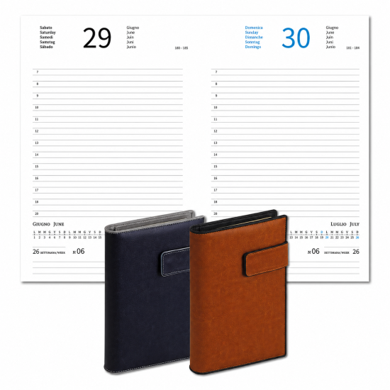 Agenda giornaliera PROVENCE 17x24 cm con copertina a portafoglio e passante di chiusura