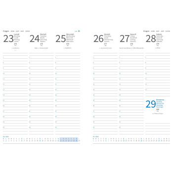 Agenda settimanale Canvas 17×24 cm in cartoncino riciclato FSC con grafica blu