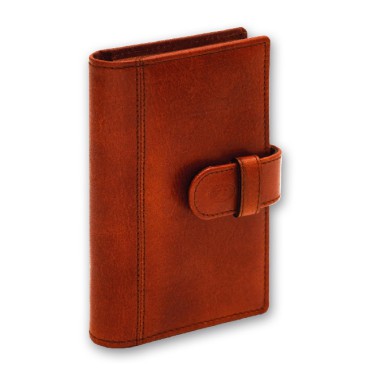 Agenda portafoglio personalizzata - Agendina  settimanale tascabile a portafoglio in pelle pieno fiore. Astuccio di confezione Adriana Rossi.