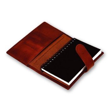 Agenda portafoglio personalizzata - Agendina  settimanale tascabile a portafoglio in pelle pieno fiore. Astuccio di confezione Adriana Rossi.