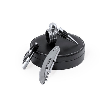 Set da vino personalizzabile con accessori in similpelle e acciaio inox
