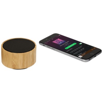 Gadget tecnologico personalizzato con logo - Altoparlante Bluetooth® in bambù Cosmos