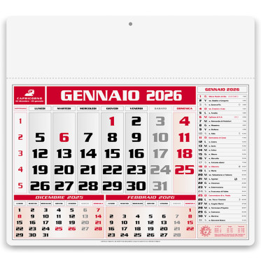 Calendario mensile personalizzabile carta naturale con testata triplo strato 43 x 41 cm