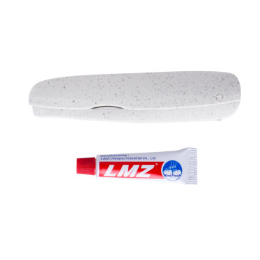 Spazzolino pieghevole personalizzabile in fibra di grano con tubetto incluso