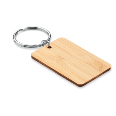 Portachiavi personalizzato con logo - gadget portachiavi aziendale - ANGLEBOO - P.chiavi rettangolare in bambù