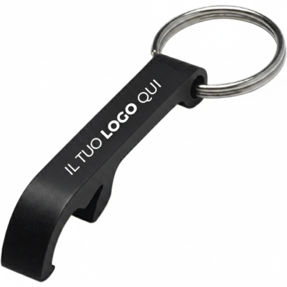 Apribottiglia personalizzabile Impression in alluminio con portachiavi integrato