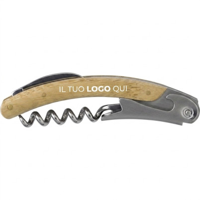 Apribottiglie da cameriere personalizzabile Impression manico bamboo multifunzione