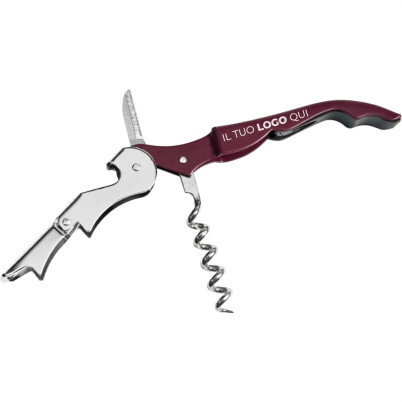 Apribottiglie personalizzabile inox multifunzione con cavatappi e coltellino