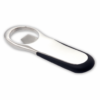 Cavatappi personalizzati con logo - Apribottiglie personalizzabile metallo cromato con finiture nere gommate