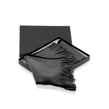 Sciarpa personalizzabile in poliestere RPET bicolore con bordi sfrangiati