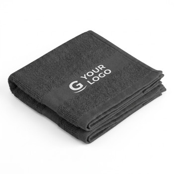 asciugamani personalizzati con logo - Asciugamano ospite personalizzabile in cotone open end con banda easy print