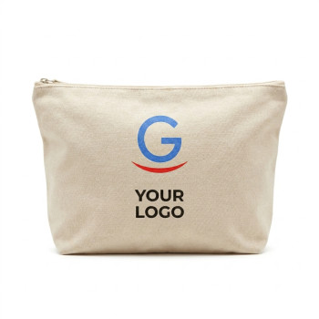 pochette personalizzata con logo - Astuccio personalizzabile Westford Mill cotone canvas 100% con zip tono su tono