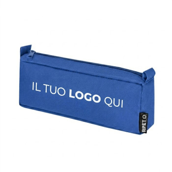 astuccio personalizzato con logo - Astuccio rettangolare in poliestere RPET 600D con cerniera e cinturini laterali