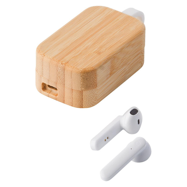 Auricolari in ABS, custodia in bambù Marmara