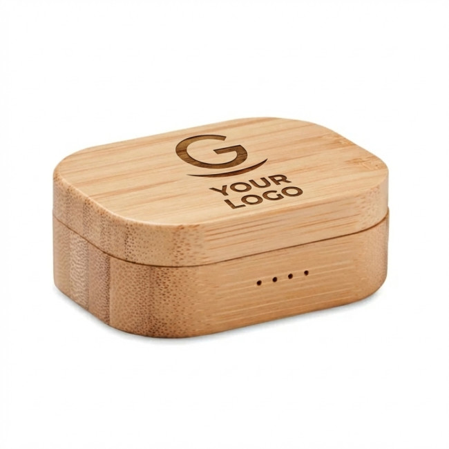 Auricolari True Wireless personalizzabili con custodia in bambù e Bluetooth 5.0