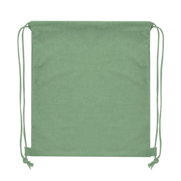 Sacchetto personalizzabile velluto a coste con corde rinforzate e rinforzi laterali