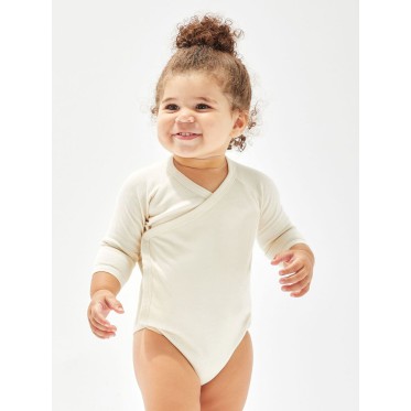 Abbigliamento bambino personalizzato con logo - Baby Long Sleeve Kimono Bodysuit
