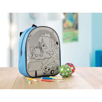 Gadget per bambini personalizzati con logo - BACKSKETCHY - Zainetto con 5 pennarelli