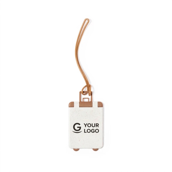 Badge bagaglio personalizzabile in fibra di grano con scheda bilingue