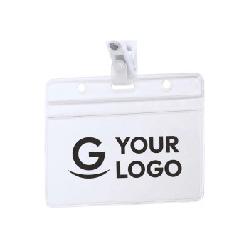 porta badge personalizzati - Badge personalizzato pvc con clip bianca formato orizzontale o verticale