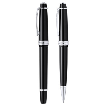 Set di penne biro e roller personalizzabile Cross resina lucida cromata