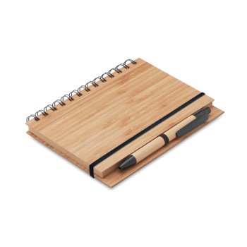 Taccuino quaderno personalizzato con logo - BAMBLOC - Notebook in bamboo con penna