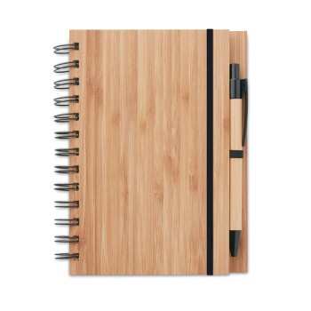Taccuino quaderno personalizzato con logo - BAMBLOC - Notebook in bamboo con penna