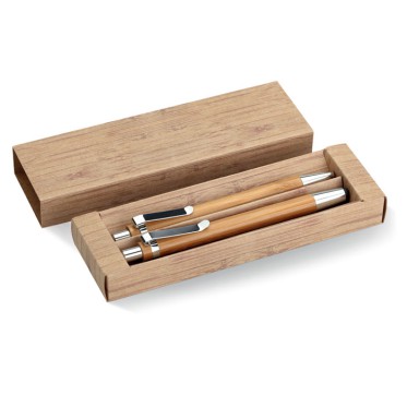 Kit scrittura personalizzati con logo - BAMBOOSET - Set penna e matita in bambu