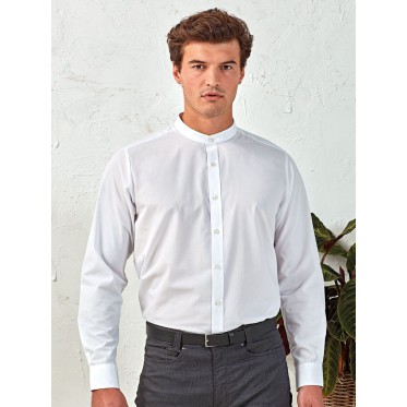 Camicia personalizzata con logo - Banded Collar 'Grandad' Long Sleeve Shirt