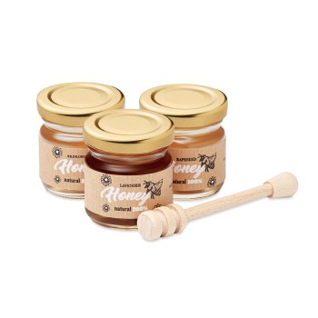 Gadget per cucina e casa regalo aziendale per la casa - BEEBEE SET - Set di 3 vasetti di miele mille
