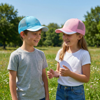 Berrettino bambino personalizzabile con rete traspirante e chiusura velcro taglia 54