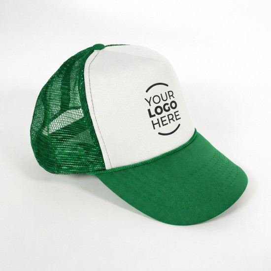 Berrettino Traspirante personalizzabile bianco e verde regolabile