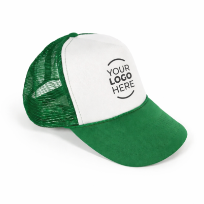 Berrettino Traspirante personalizzabile bianco e verde regolabile