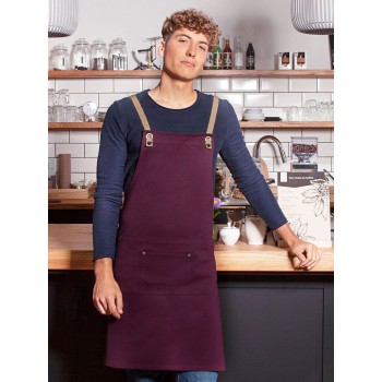 Bib Apron With Crossed Ribbons And Big Pocket
