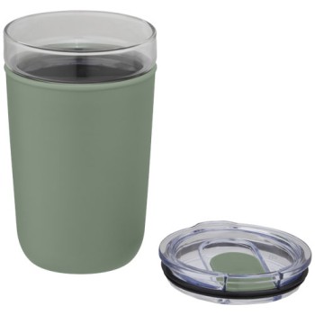 Tazza personalizzata con logo - Bicchiere Bello da 420 ml in vetro con parete esterna in plastica riciclata