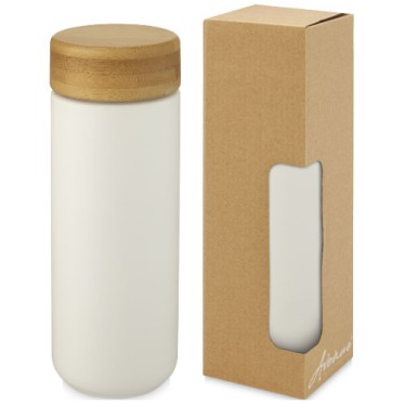 Tazza personalizzata con logo - Bicchiere termico in ceramica con coperchio in bambù da 300 ml Lumi