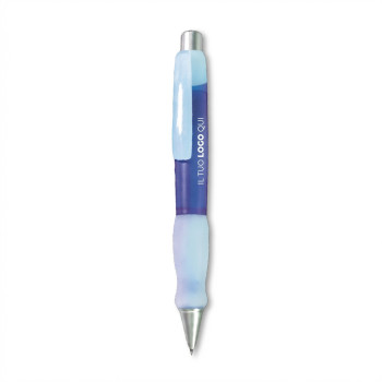 Penna personalizzata con logo  - Big Pen personalizzabile fusto frostato blu con impugnatura in gomma