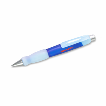 Penna personalizzata con logo  - Big Pen personalizzabile fusto frostato blu con impugnatura in gomma