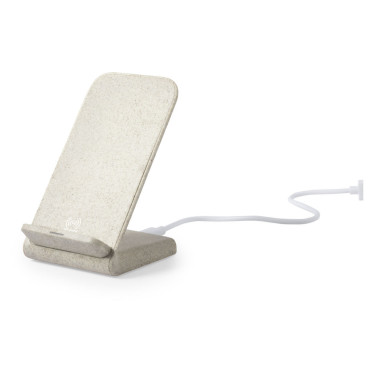 Caricabatterie wireless personalizzabile con supporto mobile in canna da grano